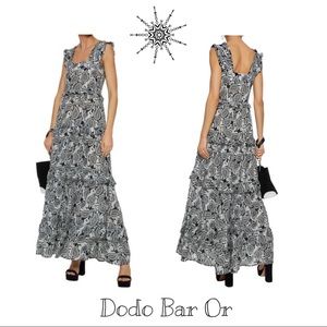 Dodo Bar Or Ruffled Silk Crepe De Chine Maxi Dress